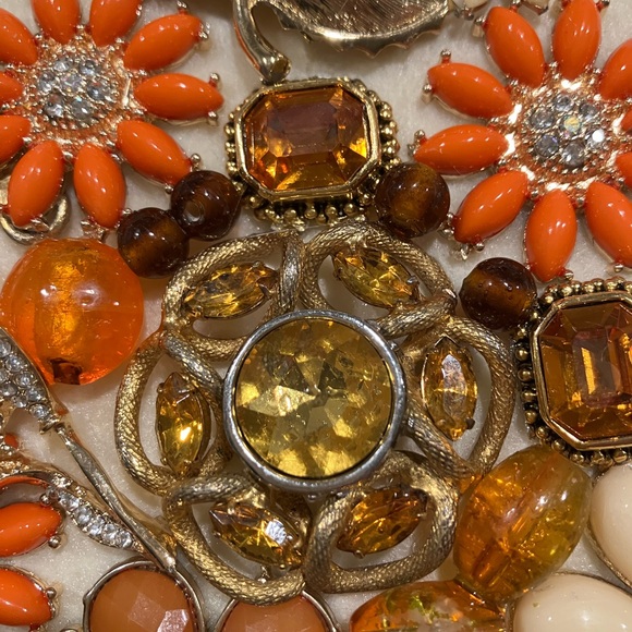 ORIGINAL JEWELRY ART COLLAGE IN FALL COLORS. UNIQUE HANDMADE OOAK GIFT 💝 IDEA - Picture 10 of 16